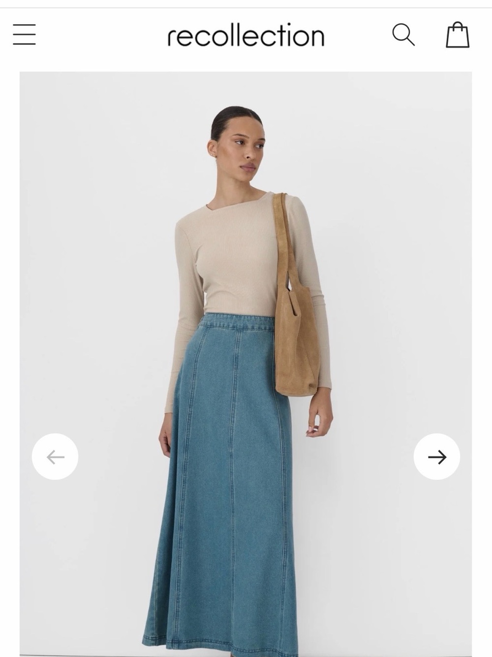 Recollection Long High-Waist Denim Maxi Skirt in Blue